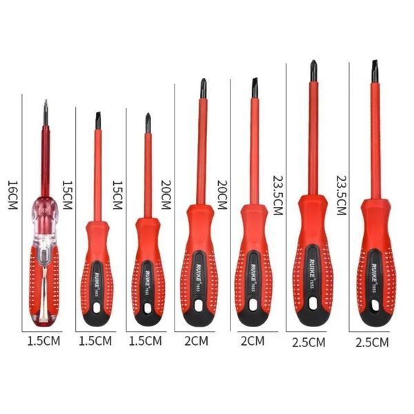 Діелектричні викрутки Screwdriver Set для безпечної роботи з електрикою ∙ Набір діелектричних викруток у чохлі Screwdriver Set 7 шт 56620/55 фото