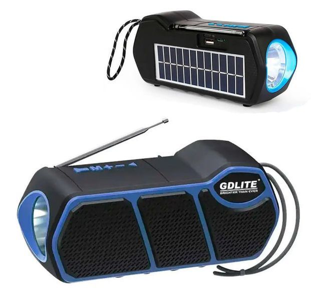 Радіоприймач акумуляторний 3в1 із USB-зарядкою LED-ліхтарем MP3-плеєром ∙ Портативний радіоприймач GD-LITE-11 із сонячною панеллю та Bluetooth 56792/9 фото